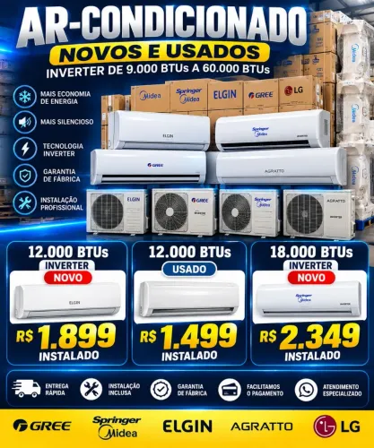 Ar condicionado novos e usados , com instalação inclusa