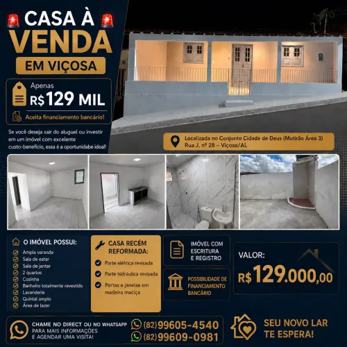 VENDO CASA VIÇOSA-AL !