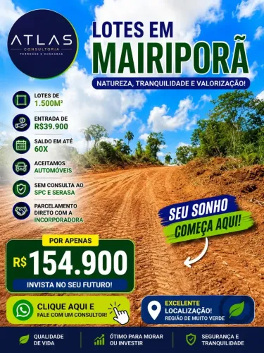Seu terreno de 1500m² em Mairiporã pode ser seu HOJE! Parcelamento direto e sem burocracia