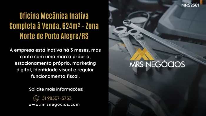 Oficina Mecânica Inativa Completa à Venda, 624m² - Zona Norte de Porto Alegre/RS