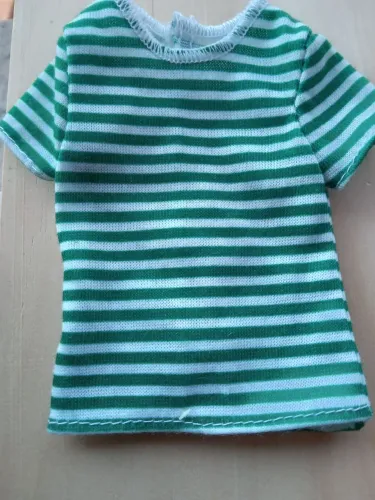 Blusa/t-shirt listrada verde e branco para Ken boneco
