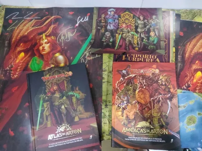 Tormenta20 RPG Coleção Arton (pôster autografado) + guia de npcs + mapas digitais
