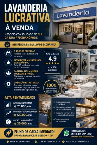 Vendo lavanderia altamente rentável.