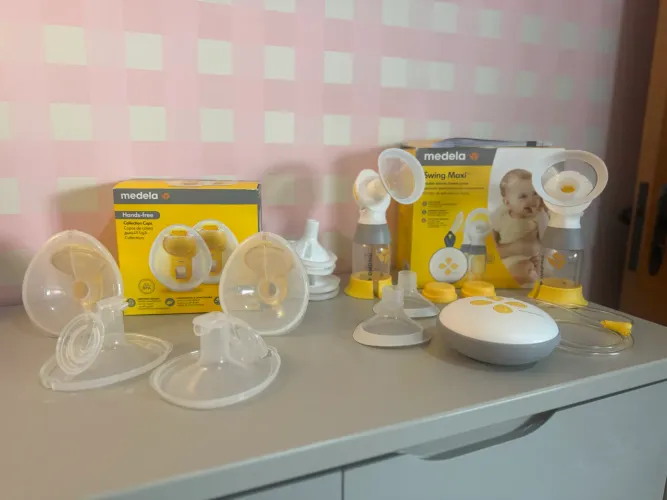 Bomba extratora de leite/mama MEDELA LUXO Swing Maxi + bomba ?mãos livres?