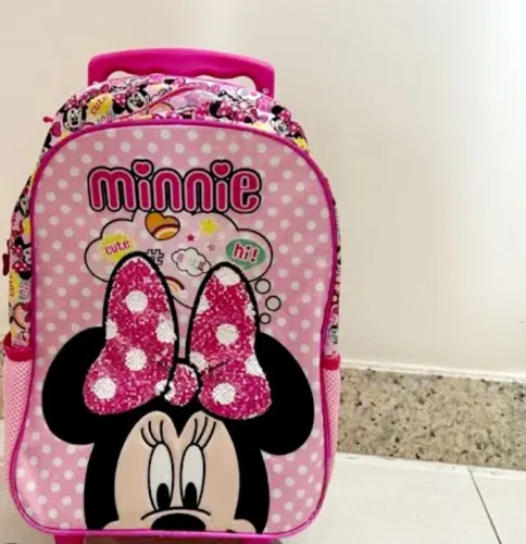 Mochila escolar com rodinha Minnie