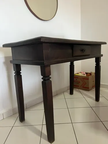 Mesa Aparador em Madeira Maciça com Gaveta - Estilo Rústico Colonial