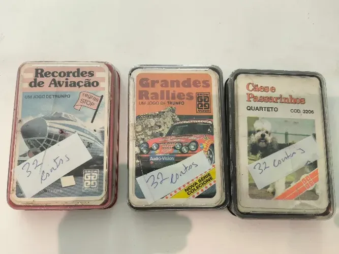 Jogos de Cartas Antigos Grow Raros - Super Trunfo / Quarteto Anos 70 e 80 - LOTE 3 UNID