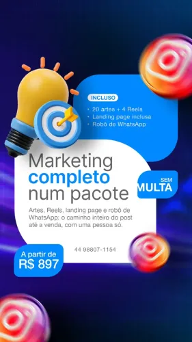 Marketing Completo: Social Media + Landing Page + Robô WhatsApp