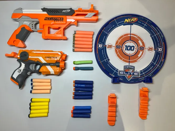 Kit Nerf Original Hasbro - 2 Lançadores + Alvo + Dardos (Funcionando)