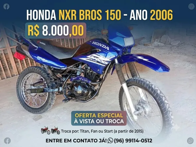 Vendo ou troco por Titan, Fan, Start ou outra Bross 2015 em diante