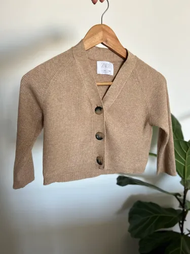 Cardigan Infantil Zara Casaco Bege Lã