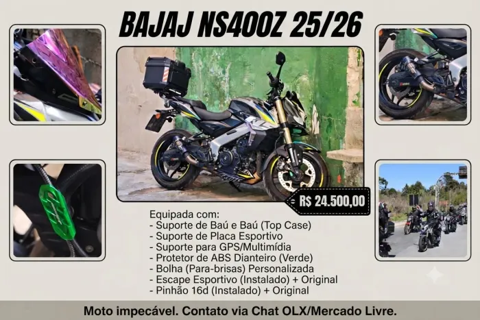 Ns400z com vários acessórios