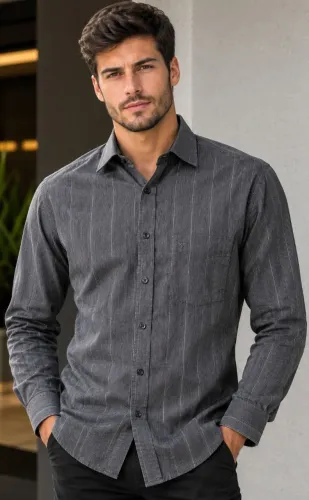 Camisa social da Aviator Cinza tamanho G, bonita, original, bem confortável, elegante.