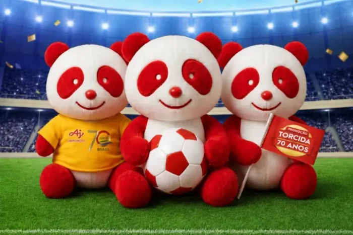 coleção ursinhos anji-panda de pelucia ajinomoto 70 anos 3 unidades