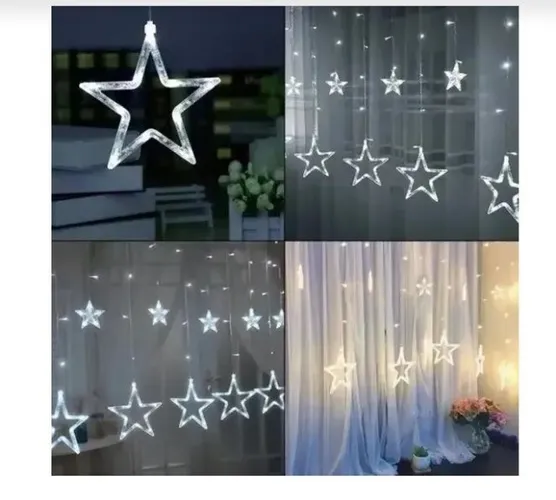 Cascata led Varal de Led Estrelas de Natal Branco Frio 3 metros 8 Funções Decoração 