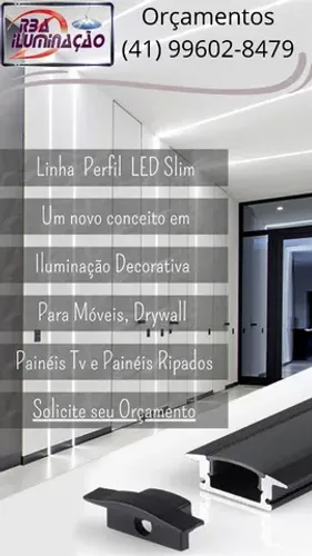 Linha Perfil LED Slim 3m 24x7mm Completa