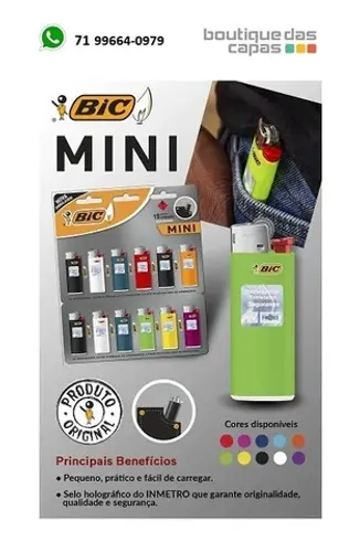 Isqueiro BIC Mini Pequeno, Leve e Seguro, Com Chama Pré-Ajustada (UN)