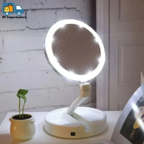 Promoção Espelho De Maquiagem Com Luz Dobrável Portátil Articulado 10x Aumento