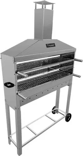 Churrasqueira Inox 304 profissional para Espetinhos Com 2 grelhas e Coifa 