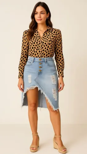 Saia Jeans assimétrica Dofhia Jeans tam 40