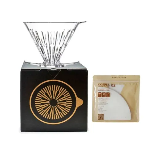 Conjunto Porta Filtro Café Timemore Crystal Eye Dripper 02 50 Filtros