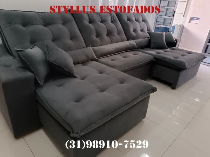 Sofá retrátil 3 módulos Estiloso e Confortável