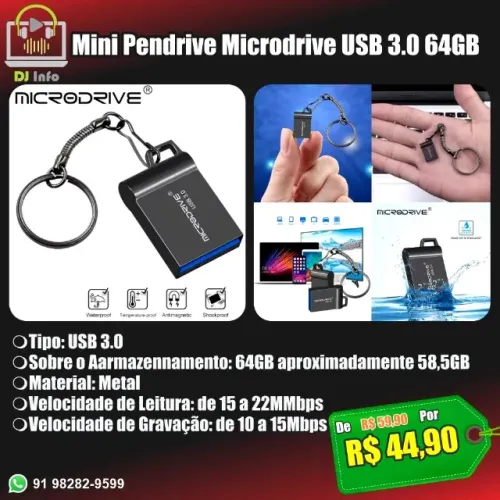Mini Pendrive Microdrive USB 3.0 64GB