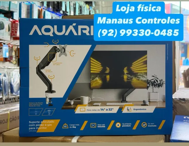 Suporte para Monitor Articulado com Pistão a Gás - Aquári SIM-2000 - 14" a 32"