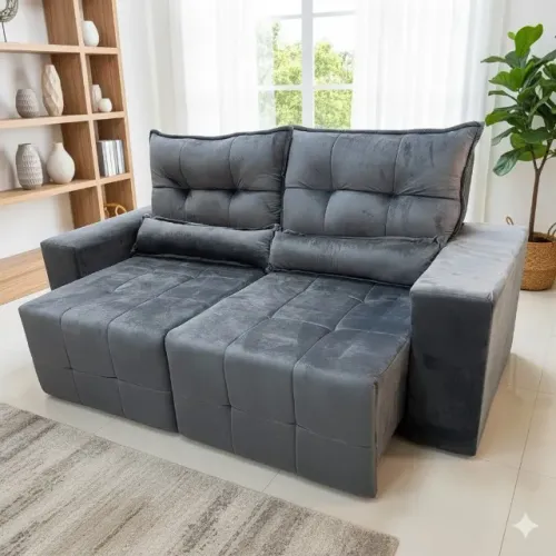 Sofá Retrátil e Reclinável Ibis Cinza