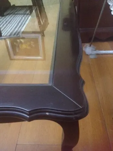 Mesa de centro madeira com tampo de vidro estilo provençal