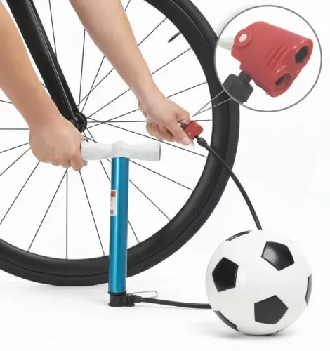 bomba manual 35cm encher pneu bicicleta moto bolas inflaveis azul try-9480
