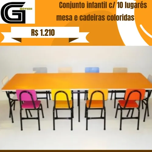 Mesa e cadeiras infantil para creche, escolas ..