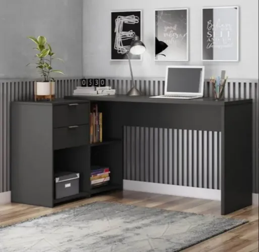 Escrivaninha Mesa de Escritório Modulada em L com 2 Gavetas e Nichos (ENTREGAMOS)!!