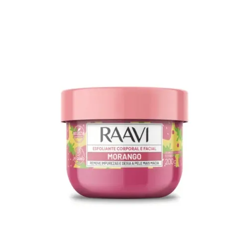 Raavi esfoliante corporal e facial morango 200g