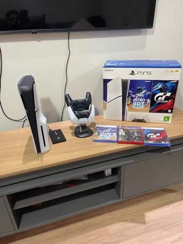 PS5 SLIM 1TB COM DISCO + 3 JOGOS + HD EXTERNO 1TB ? COMPLETÃO!