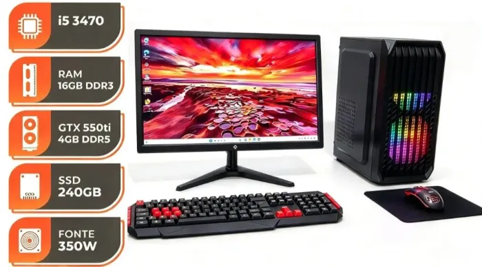 PC Gamer Core I5 3470, RAM 16Gb, SSD 240gb, GTX 550ti 4gb. Com NF e Garantia.