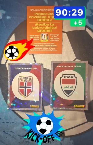 2 escudos do Iraque e Noruega mais um brinde de figurinha virtual