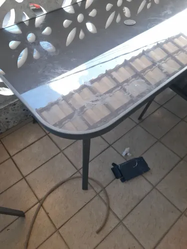 Conjunto de mesa e seis cadeiras para varanda
