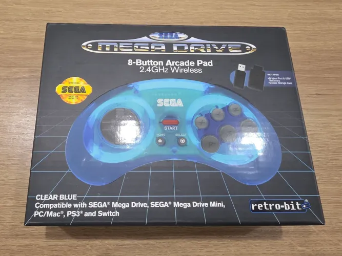 Controle Mega Drive 8 Button Arcade Pad 2.4 GHz Wireless Retro-Bit 