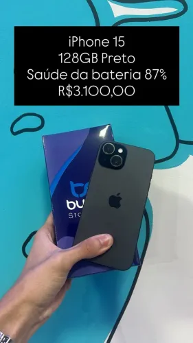 Seminovo: iPhone 15 128GB / Preto / Saude de Bateria 87% - Loja Fisica