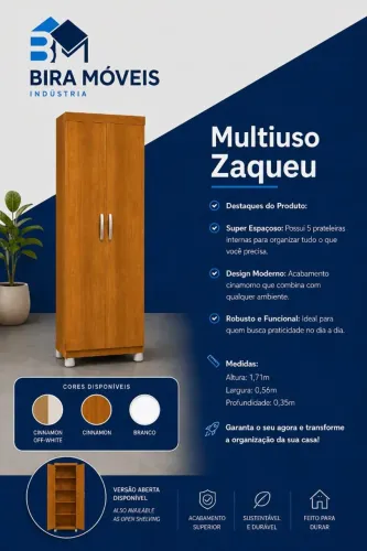 Sapateira 2 Portas 5 Prateleiras bira Multiuso Golden - branco