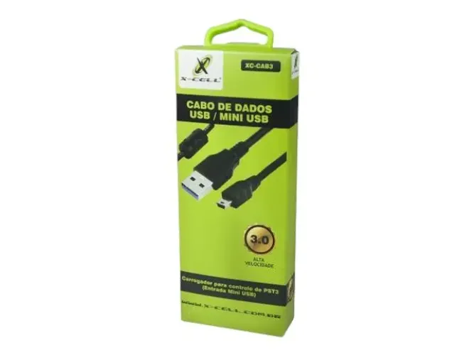 Cabo Carregador Controle PS3 Mini USB V3 Alta Velocidade X-Cell