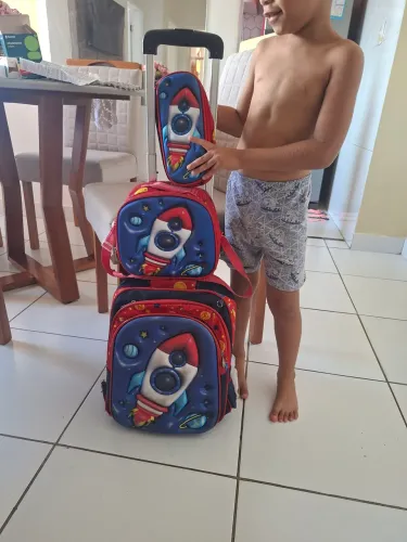 Mochila escolar de carrinho