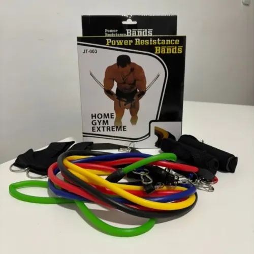 KIT ELASTICO DE TREINO EXTENSOR COMPLETO ACADEMIA EM CASA - FAÇO ENTREGA