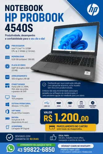 Notebook HP Probook 4540s