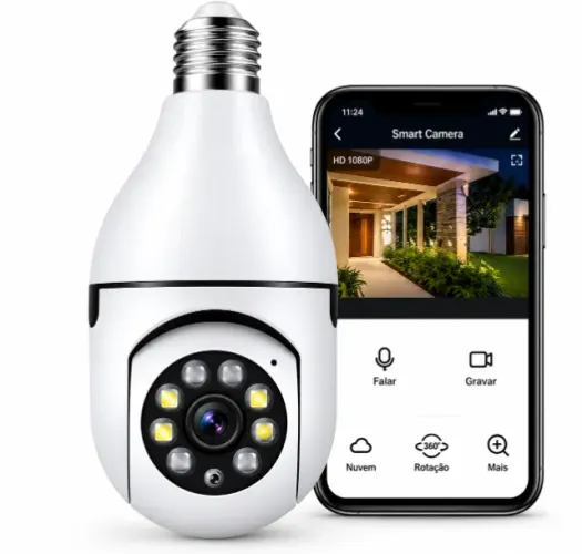 Câmera Lâmpada de Segurança Vigilância 360º IP Wi-fi