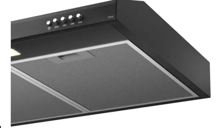 DEPURADOR DE AR ELECTROLUX DE PAREDE 60CM COM FILTRAGEM DUPLA EM AÇO INOX PRETO 220V