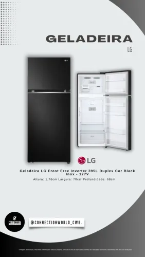 Geladeira LG Frost Free Inverter 395L Duplex Cor Black Inox - 127V
