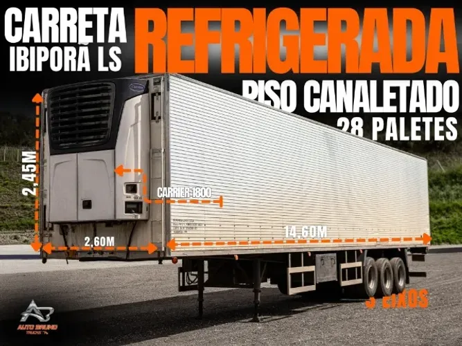 Carreta Refrigerada Ibiporã Carrier 1800 28 paletes - Piso Canaletado + Aparelho Revisado 