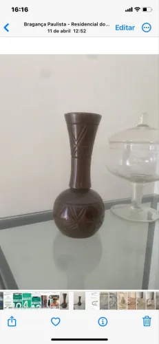 Vaso decorativo vintage em madeira maciça 